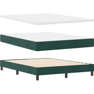 vidaXL Boxspringbett 140 x 190 cm Dunkelgrün
