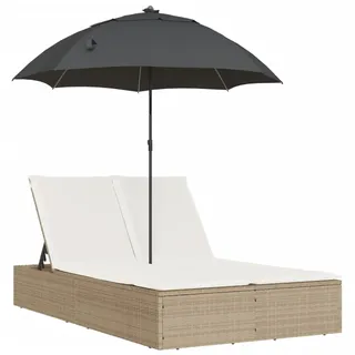 vidaXL Doppel-Sonnenliege 200 x 58 x 29 cm Beige