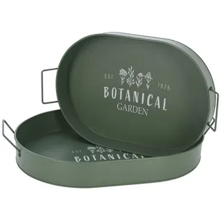 Hti-Living Dekotablett 2-teiliges Set Metall Retro