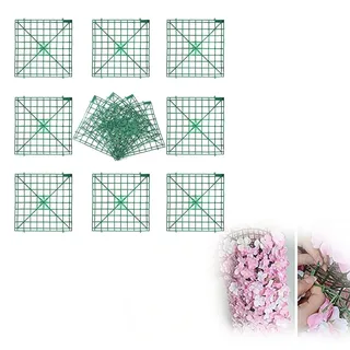 Miupoo Künstliche Blumengitter Paneele Gitterpaneele, Blumen Wand Bögen Hintergrund, Grüne Blumen Kunststoff Zäune Rahmen,12 Stück, 25 x 25 cm