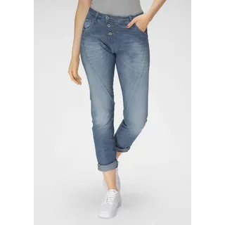 Boyfriend-Jeans PLEASE JEANS "P 78A", Damen, Gr. M/40, N-Gr, blau (1670, blu denim), Denim/Jeans, Obermaterial: 98% Baumwolle, 2% Elasthan, Abriebeffekte, casual, relaxed fit knöchellang, Jeans, Original Boyfriend-Cut
