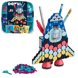 LEGO 41936 DOTS Raketen Stiftehalter Bastelset für Kinder, Kinderzimmer-Deko, Kreativset für Mädchen und Jungen