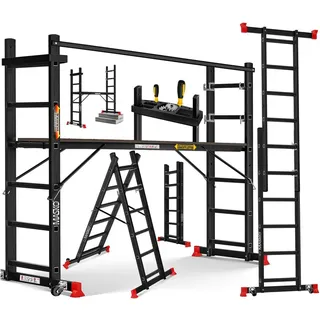 Masko MASKO® Baugerüst mit Arbeitsbühne Arbeitsgerüst 4in1 Mehrzweckleiter