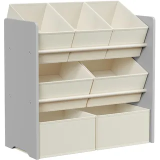 Songmics Kinderregal mit 7 Aufbewahrungsboxen 29,5 x 62,5 x 60 cm MDF Taubengrau