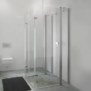 HÜPPE Design pure U-Kabine mit 2 Schwingfalttüren mit Festteil, Maßanfertigung, Glas mit Anti-Plaque, Duschkabinen,