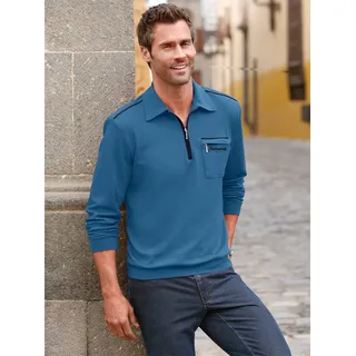 Poloshirt "Langarm-Poloshirt" Gr. 52/54, blau (jeansblau) Herren Shirts Langarm