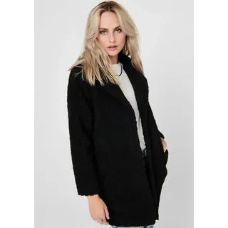 Only Kurzmantel "ONLAURELIA SHERPA COAT", Damen, Gr. S, schwarz, Plüsch, Obermaterial: 100% Polyester, unifarben, figurumspielend ca. Mitte Oberschenkel, V-Ausschnitt, Mäntel Kurzmantel, aus Teddyplüsch