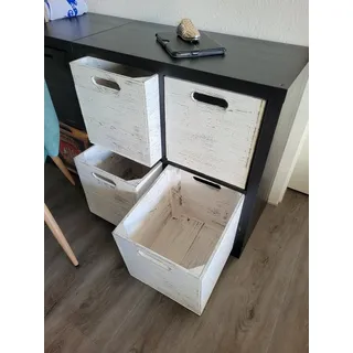 Kistenkolli Altes Land 4er Set Holzbox Vintage Weiss Regalkiste Passend Für Ikea Kallax Und Expeditregal Weinkiste Holzkiste