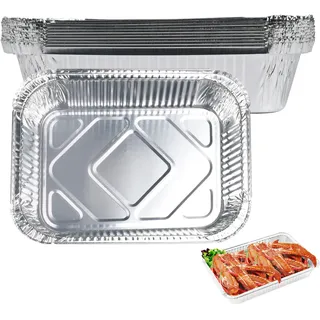 25 x Aluschalen Grill, 700 ml Groß Aluminium Tropfschalen, Aluminium Schale,Fettauffangschalen Gasgrill,Weber Grill-Schale,Alu Grillschalen, 193x145x40MM