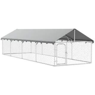 vidaXL Outdoor-Hundezwinger mit Dach 600 x 200 x 150 cm Stahl Silber