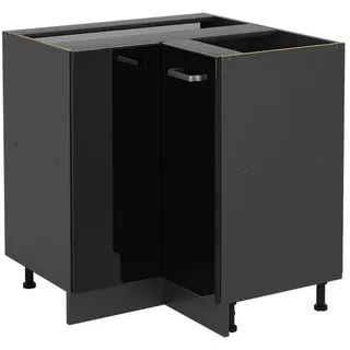 Vicco Eckunterschrank R-Line 75,6 x 46 x 81,6 cm Schwarz Hochglanz