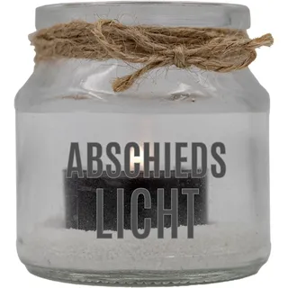 WB wohn trends Trauer-Windlicht Glas mit Teelicht und Sand, Abschieds-Licht, 8x7cm Trauer-Licht mit Trauer-Kerze Gedenk-Kerze schwarz