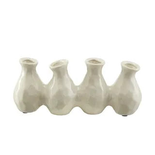 Vase, 4er , creme , Keramik , Maße (cm): B: 28 H: 12 T: 6