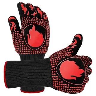 TUWENA Grillhandschuhe 2 Stück Grillhandschuhe, 800°C Extrem Hitzebeständige Handschuhe, (2-tlg), Waschbare Feuerfest Ofenhandschuhe, für Backen, Grillen, Kochen, BBQ