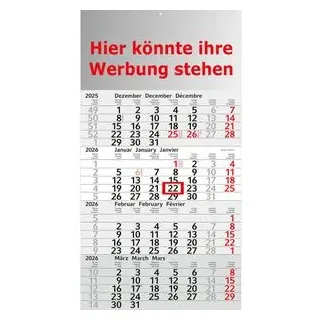 Böttcher-AG 4-Monatskalender Budget, Jahr 2027, mit Werbedruck, 4 Monate = 1 Blatt, mit Datumsschieber, 30 x 56 cm, 100 Stück