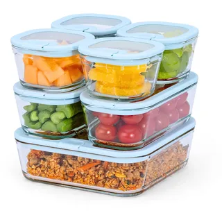 Econovo Frischhaltedosen aus Glas mit Deckel (7er Set) – Vorratsdosen mit Glasdeckel, auslaufsicher, ofenfest, Glasbehälter mit Deckel groß klein für Meal Prep, Lebensmittelbehälter aus Glas