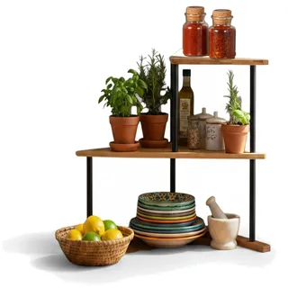 Küchenregal Eckregal Holz 39x52cm stehend Aufbewahrungsregal Gewürzregal Küche