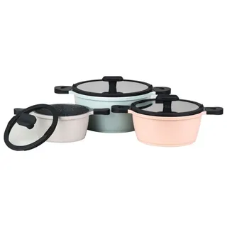 Mulex HAPPINESS TASTYLINE Topf-Set 6-tlg. 2 x Bratentopf + 2 x Fleischtopf + 2 x Stielkasserolle