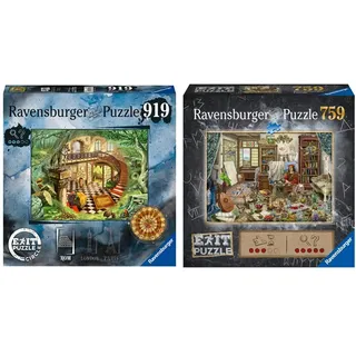 Ravensburger EXIT Puzzle 17306 EXIT The Circle in Rom - Escape Room Puzzle mit 919 Teilen, für Einsteiger und Fortgeschrittene, ab 14 Jahren & EXIT Puzzle 16782 Das Künstleratelier 759 Teile