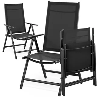 CASARIA® Gartenstühle 2er Set Hochlehner Anthrazit | Klappbar, 8-Fach Verstellbar, Aluminium, Wetterfest, 120kg Belastbarkeit, Klappstuhl, Garten, Terrasse, Balkon, Camping
