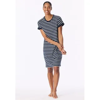 Schiesser Nachthemd Casual Essentials mit garngefärbten Streifen und sportlichen Taschen blau XL (42)