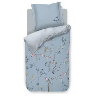 PiP Studio Bettwäsche Bettwäsche DE PIP Bamboo Blossom Light Blue 135x200 Hellblau, Perkal, 1 teilig, 135 x 200 cm + 1x 80 x 80 cm blau