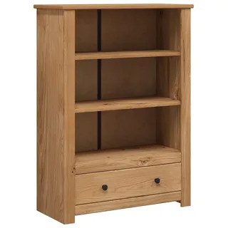 furnicato Bücherregal 80 x 35 x 110 cm Massivholz Panama-Kiefer, 1-tlg., Regalwand mit 3 Ablagen, geräumiger Schublade und Vintage-Charme braun