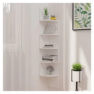 furnicato Wandregal Elegantes Wand-Eckregal 19x19x123 cm in Hochglanz-Weiß aus, 1-tlg., Stabile Eckregaleinheit mit Ablagen für Deko im Wohnraum weiß