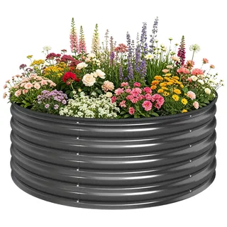 Outsunny Hochbeet aus Stahl 120 x 120 x 43 cm Grau