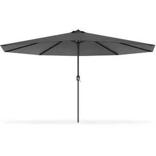 UISEBRT 350cm Sonnenschirm Alu mit Handkurbel UV Schutz 40+ - Gartenschirm Terrassenschirm Marktschirm für Balkon, Garten, Terrasse (350cm,Dunkelgrau) - 350cm ohne LED