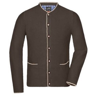 Men's Traditional Knitted Jacket Strickjacke im klassischen Trachtenlook braun/blau, Gr. M