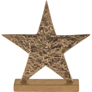EGLO LIVING Deko Stern Baliguian, stehender Weihnachtsstern Fensterbank, Weihnachtsdeko zum Hinstellen, Tischdeko Weihnachten aus Metall in Gold und Holz in Natur, 20,5 x 21 cm