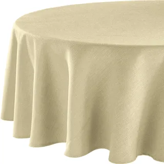 Erwin Müller Tischwäsche, Tischdecke Uni, Krefeld Sekt Größe oval: 160x220 cm - fleckabweisend, schmutzunempfindlich und leicht zu reinigen, Leinen-Optik (weitere Farben, Größen)