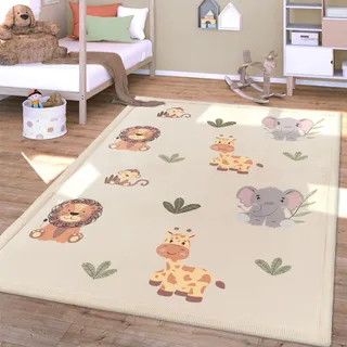 TT Home Waschbarer Teppich Krabbelmatte Babyzimmer Kinder rutschfest Flauschig Punkte, Farbe:Grün Beige Gelb, Größe:120x160 cm