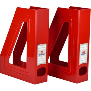 Acrimet Stehsammler Zeitschriftensammler Organizer (Kunststoff) (Rot Farbe) (2 Stück)