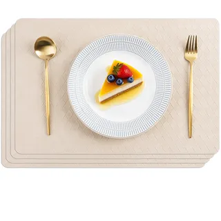 POLYTE Tischsets Vinyl Kunstleder Innen/Außen Waschbar, 4er Set
