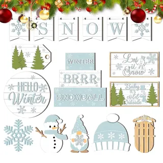 Weihnachts-Etagere-Deko Dekorative rutschfeste saisonale Landhausstil | Holz-Weihnachtsdeko für Etagere Tischmittelstücke Feiertags-Ester für Wohnzimmer Schlafzimmer Küche Büro