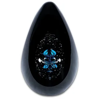 Levandeo® Skulptur, Design Glas Skulptur H15cm Schwarz Blau Kunst Unikat Briefbeschwerer blau