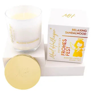Duftkerze Weihnachts-Geschenk 40h Raumduft, Glas "Frohes Fes..." Hallingers DE