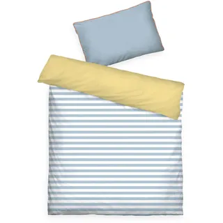 Tom Tailor STRIPES WITH A KICK Gestreift Baumwolle Hellblau/Gelb 100 x 135 cm + 40 x 60 cm