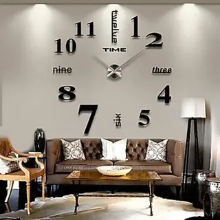 (schwarz, Kleine Größe 50 X 70 Cm) Diy-wanduhr Ohne Rahmen, Schlichte 3d-wanduhr, Großer, Geräuschloser Wandaufkleber Für Wohnzimmer, Schlafzimmer, Dekoration