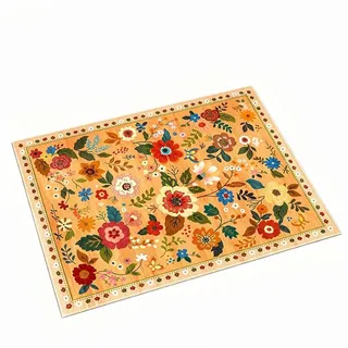 Agger Fußmatte Fußmatte mit Blumenmuster, Teppich im Boho-Stil, Landhausstil-Türmatte für Wohnzimmer, Kinderzimmer, Schlafzimmer