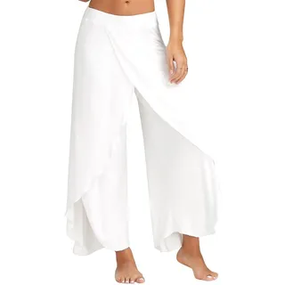 Yigoo Hosen Damen Sporthose Yogahosen Sport Pumphose Haremshose Leichte Sommerhose Marlene Hose Weiß L - 38
