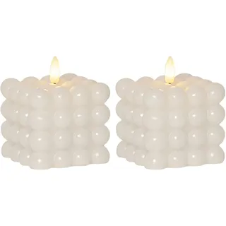 LED Bubblekerze Bubble Kerze 2er Set Candle elektrische Deko Flammenlos Würfel