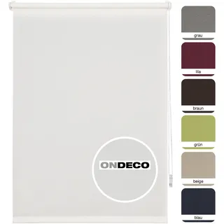 Ondeco Tageslichtrollo Win ohne Bohren Klemmfix lichtdurchlässig und Blickdicht Farbe: Weiß, Größe: 90x210 cm