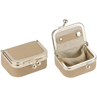 Royal Bagger Mini Schmuckkästchen aus echtem Leder für Damen, Tragbares Schmucketui mit Kiss-Lock-Verschluss, Kleine Schmuckaufbewahrung für Ringe, Ohrringe und Halsketten 1894 (Milchtee)