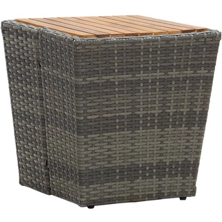 Hommie Möbel - Beistelltisch Grau 41,5×41,5×43 cm Poly Rattan & Massivholz|für Deko-Multifunktionale 1parcel 2023