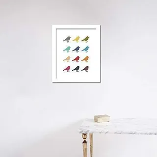 Fillplus Wandsticker mit 14 Vögeln, für Wohnzimmer, Kinderzimmer, Schule, Restaurant, Hotel, Café, Büro, Dekoration, Mehrfarbig