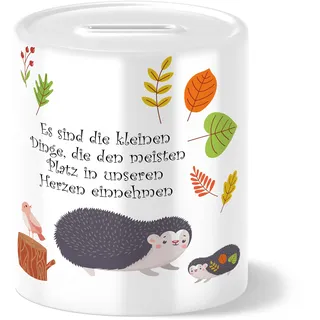 OWLBOOK® Herbst Igel Spardose Kinder Junge Mädchen | Geschenke zur Einschulung | Taufgeschenke | Geschenk Taufe Geburt Geburtstag | Sparschwein | Sparbüchse | Sparkasse | Wiederverschließbar