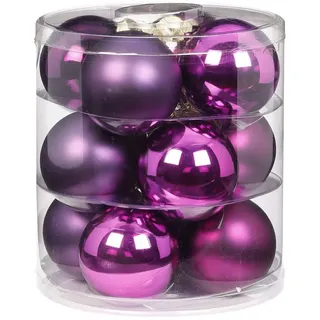 Magic Weihnachtskugeln Glas 8cm 12 STK. Christbaumkugeln (Purple Deluxe (Violett Lila Purpur Glanz/Matt))